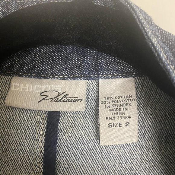 Chico’s Rich Indigo Refined Collarless Denim Duster - Picture 3 of 8